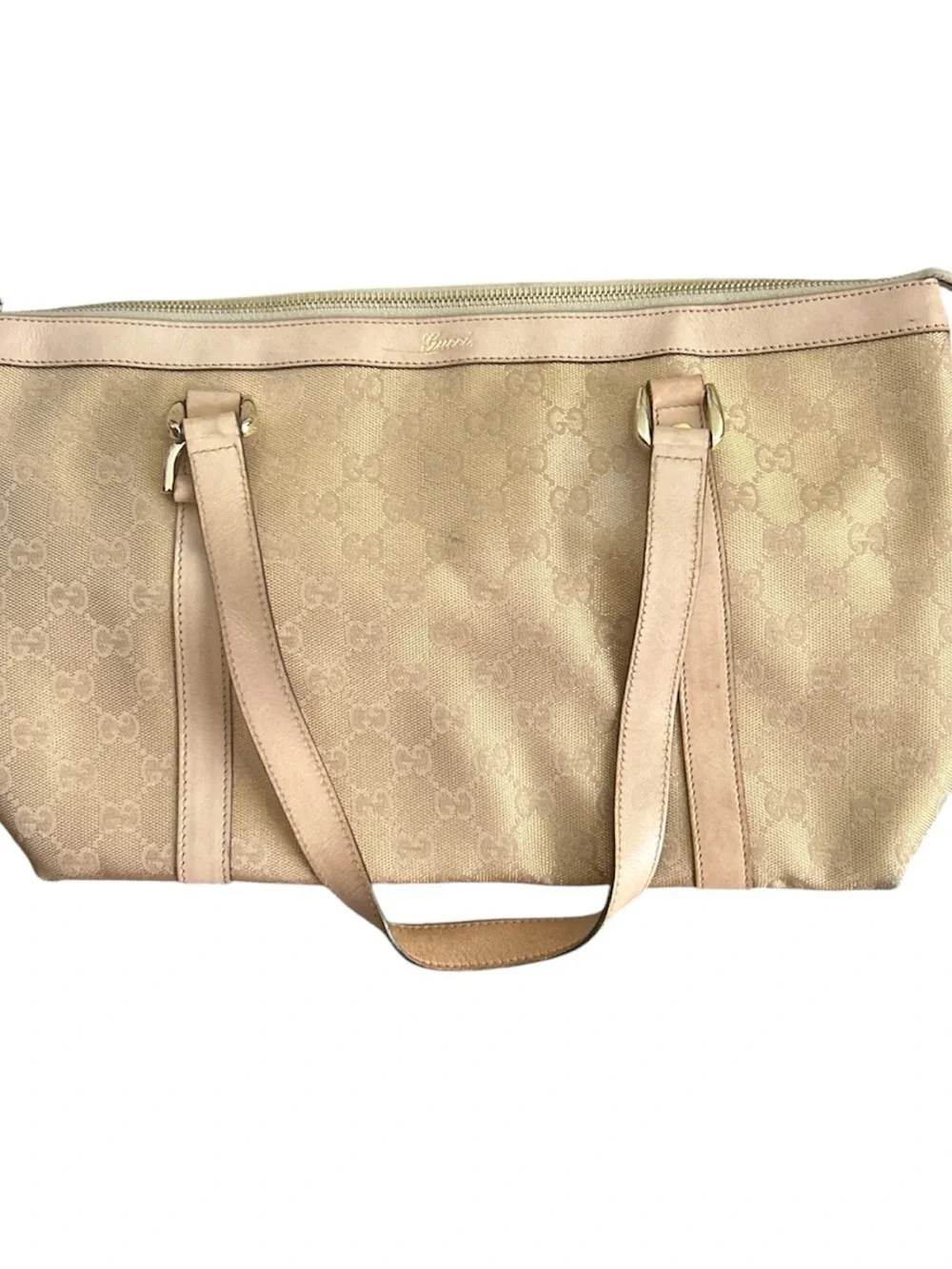 Gucci Metallic Rose Gold GG Monogram Abbey D-Ring Tote Bag